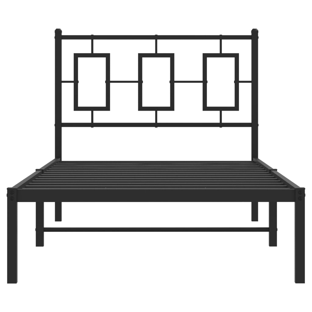 Metalni okvir za krevet s uzglavljem crni 90x190 cm