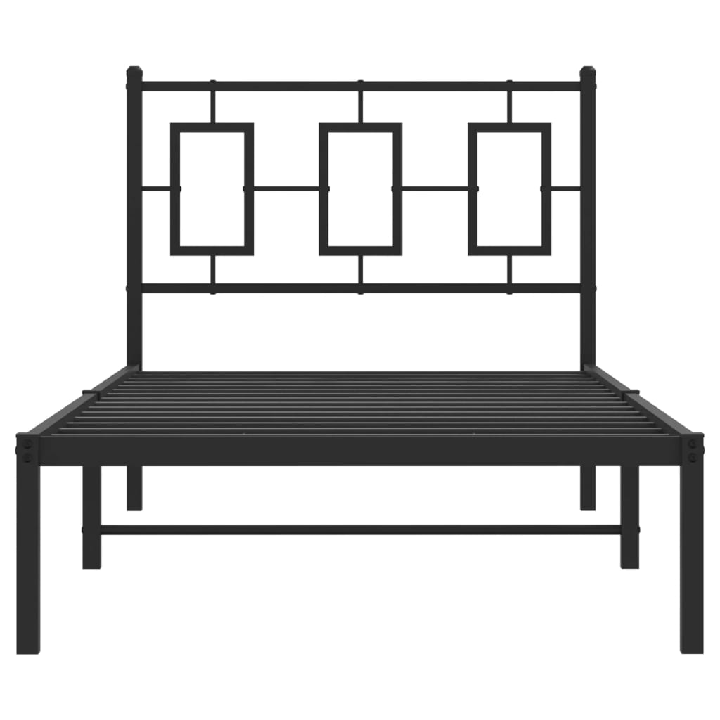 Metalni okvir za krevet s uzglavljem crni 90x200 cm