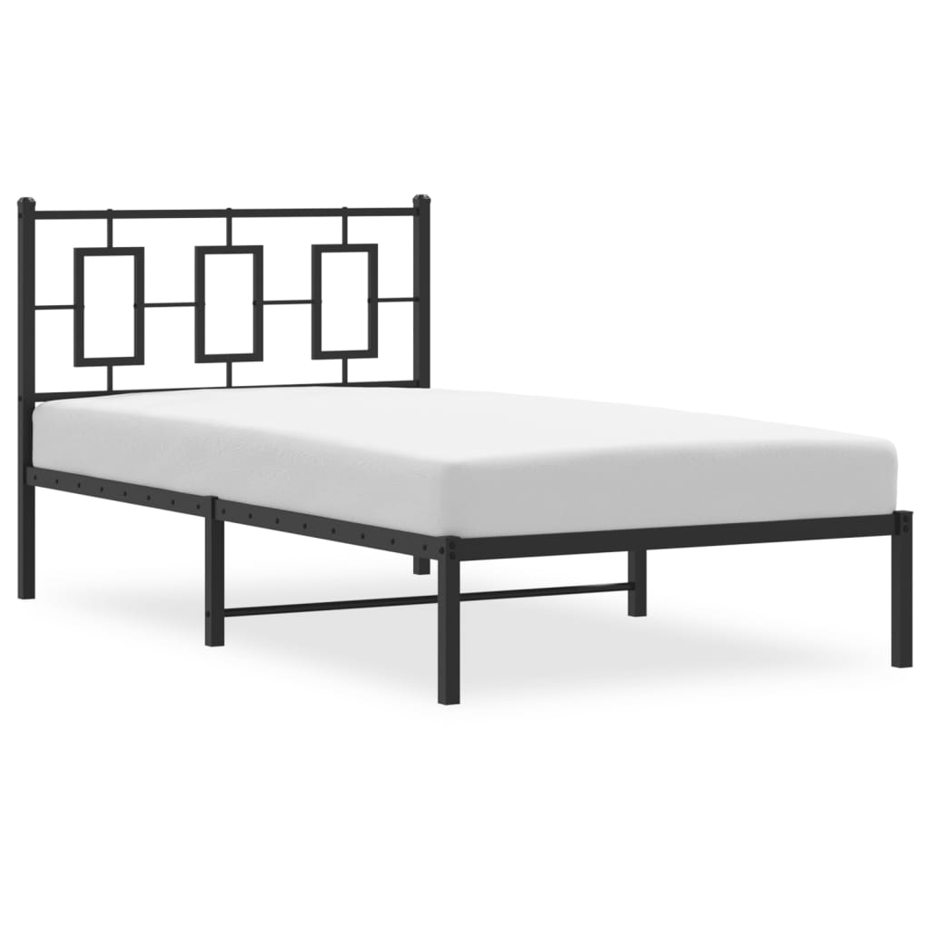 Metalni okvir za krevet s uzglavljem crni 100x200 cm
