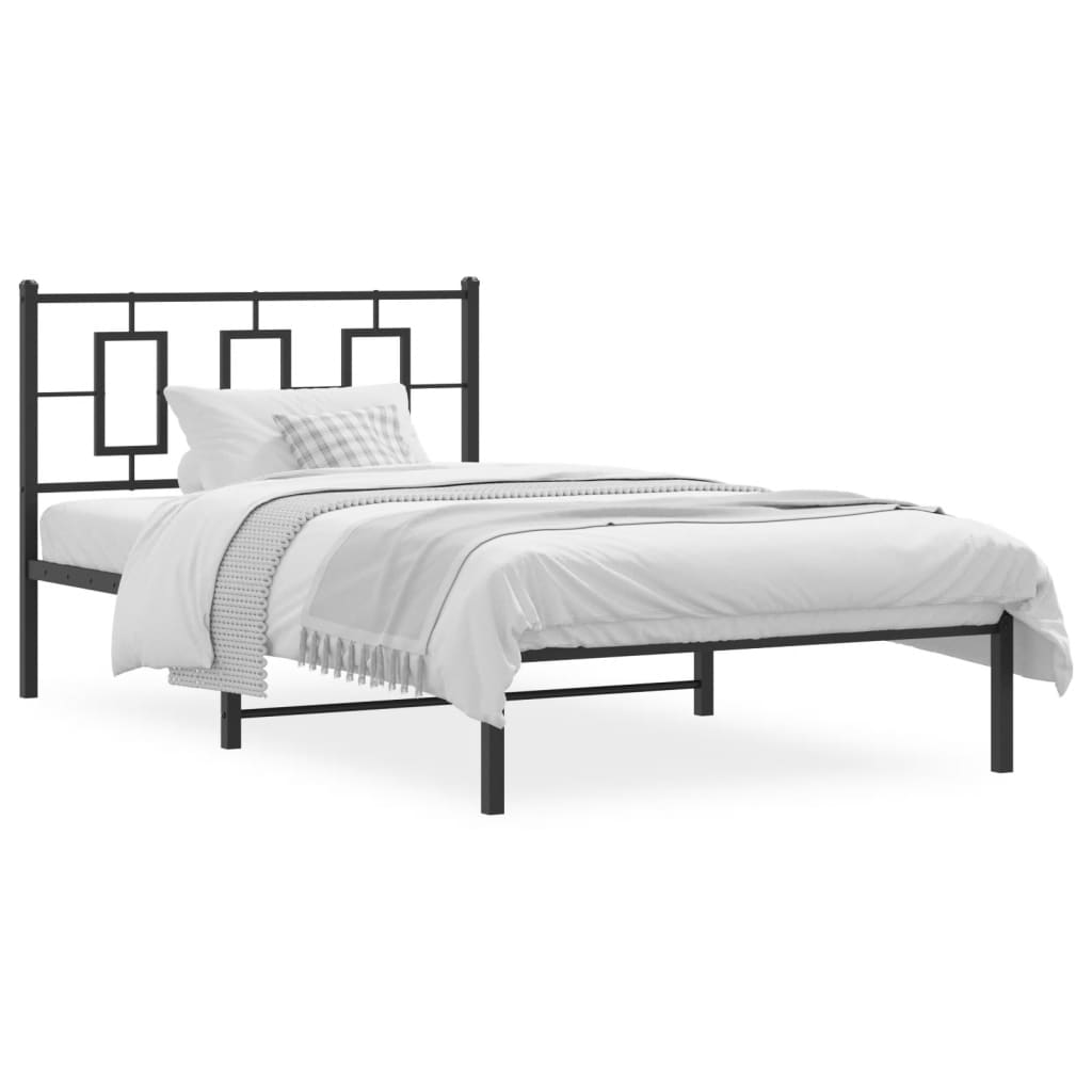 Metalni okvir za krevet s uzglavljem crni 107x203 cm