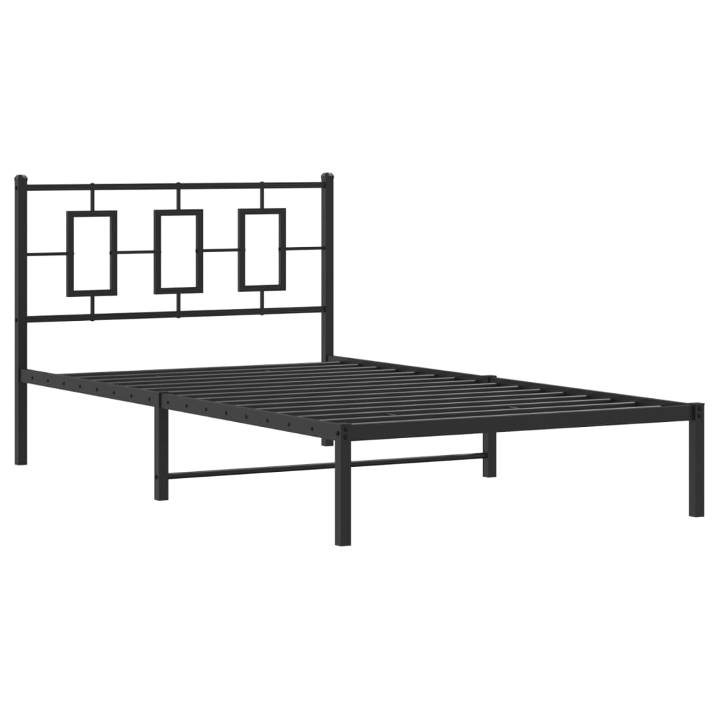 Metalni okvir za krevet s uzglavljem crni 107x203 cm