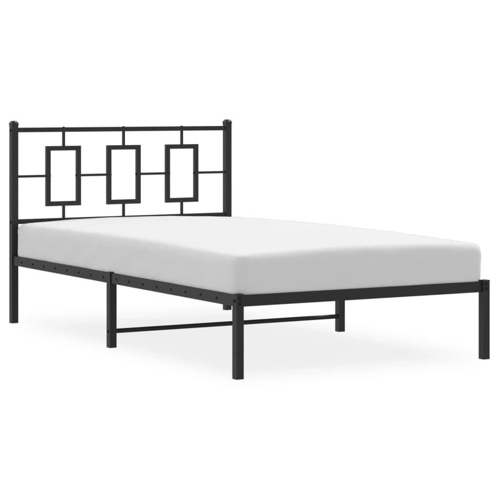 Metalni okvir za krevet s uzglavljem crni 107x203 cm