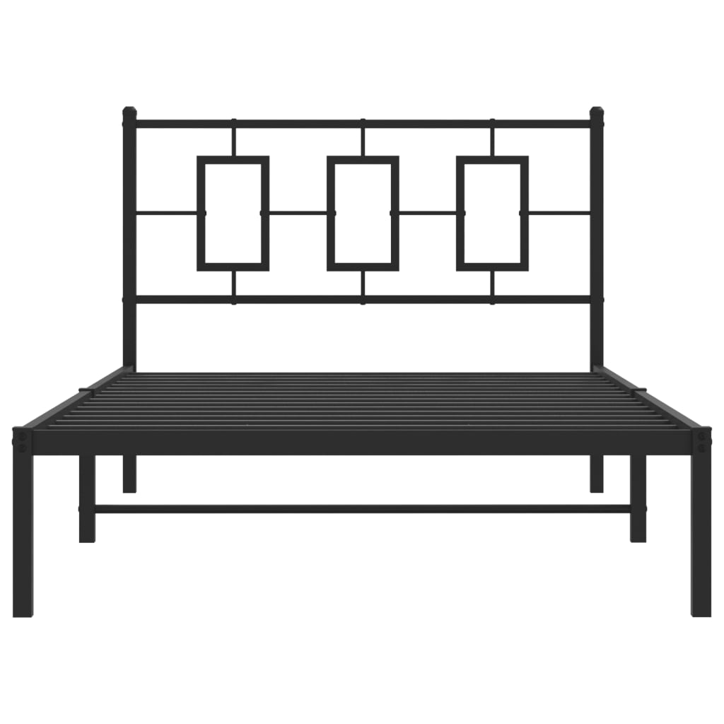 Metalni okvir za krevet s uzglavljem crni 107x203 cm