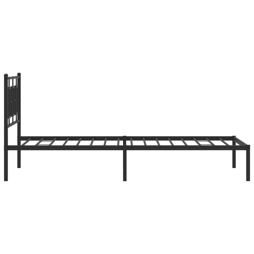 Metalni okvir za krevet s uzglavljem crni 107x203 cm