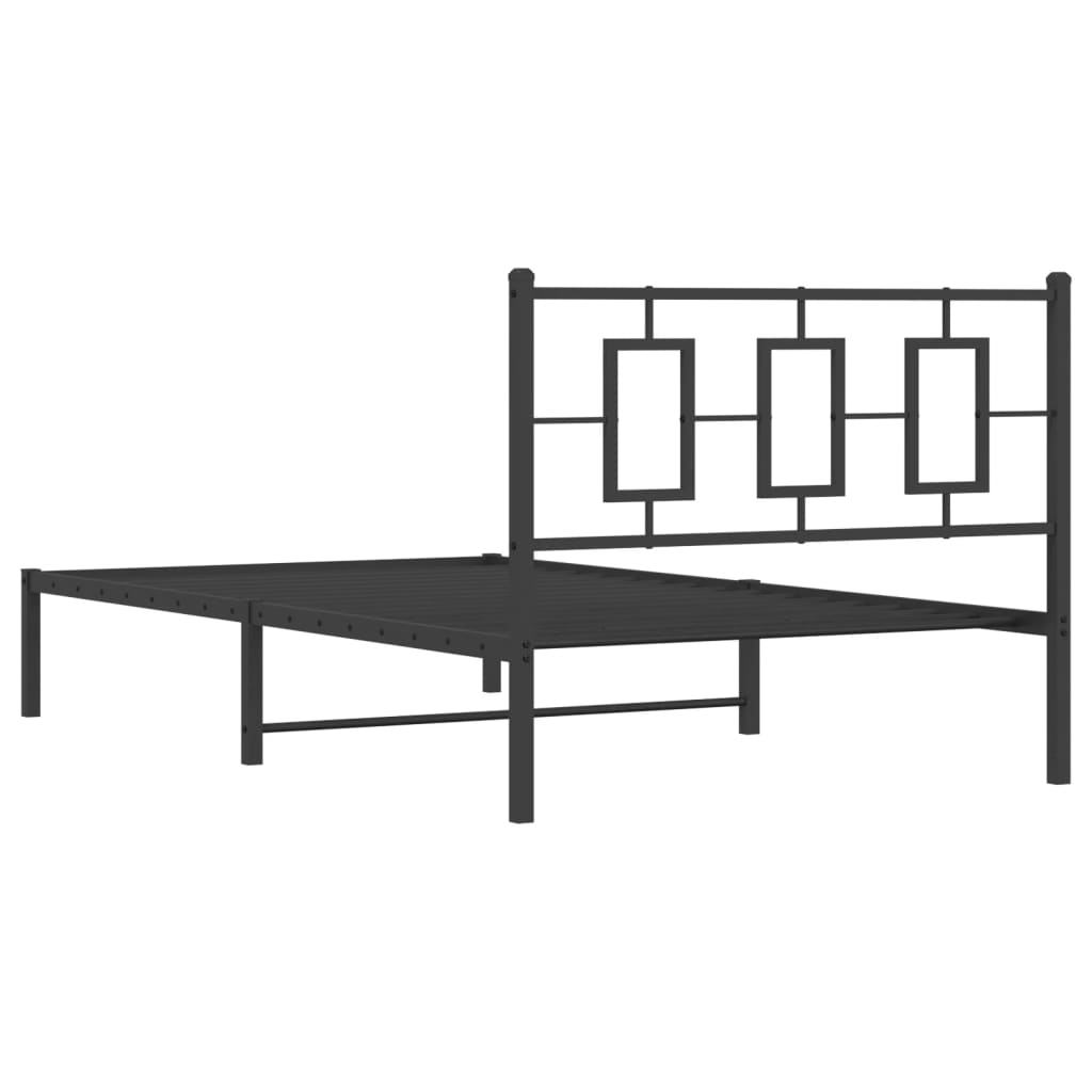 Metalni okvir za krevet s uzglavljem crni 107x203 cm
