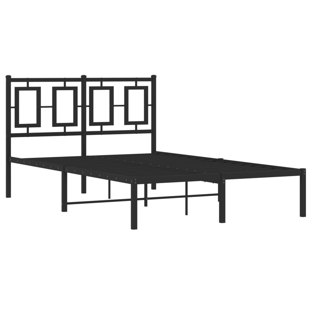 Metalni okvir za krevet s uzglavljem crni 120x190 cm