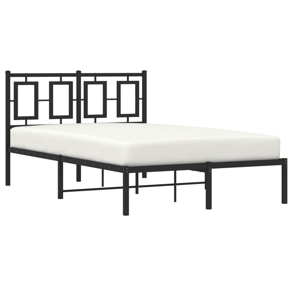 Metalni okvir za krevet s uzglavljem crni 120x190 cm