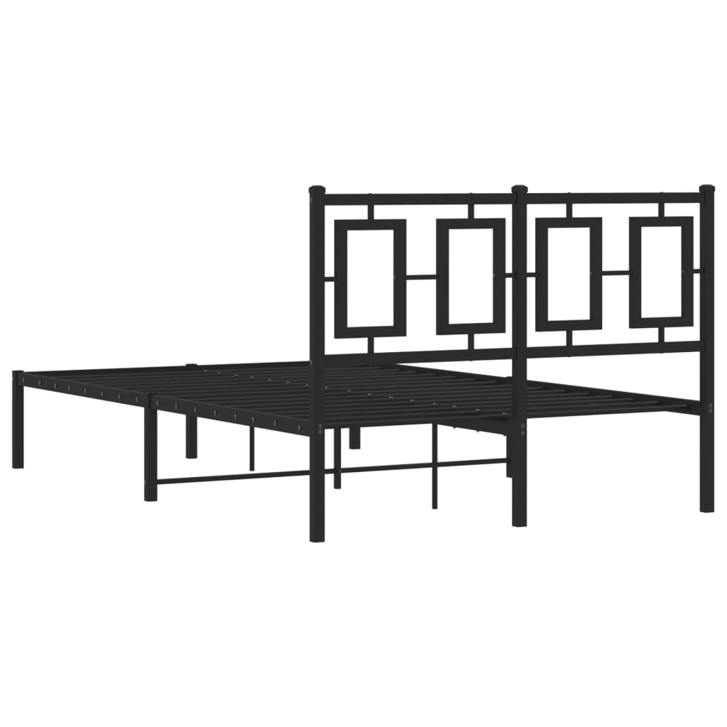 Metalni okvir za krevet s uzglavljem crni 120x200 cm