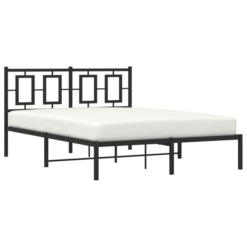 Metalni okvir za krevet s uzglavljem crni 135x190 cm