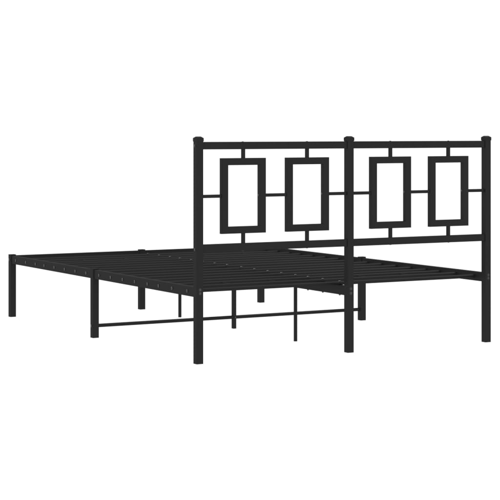 Metalni okvir za krevet s uzglavljem crni 135x190 cm