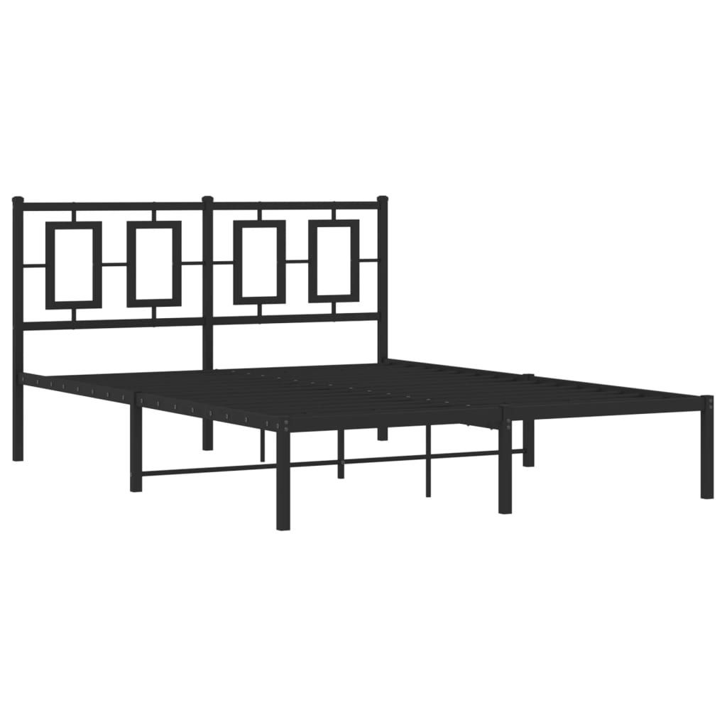 Metalni okvir za krevet s uzglavljem crni 140x190 cm