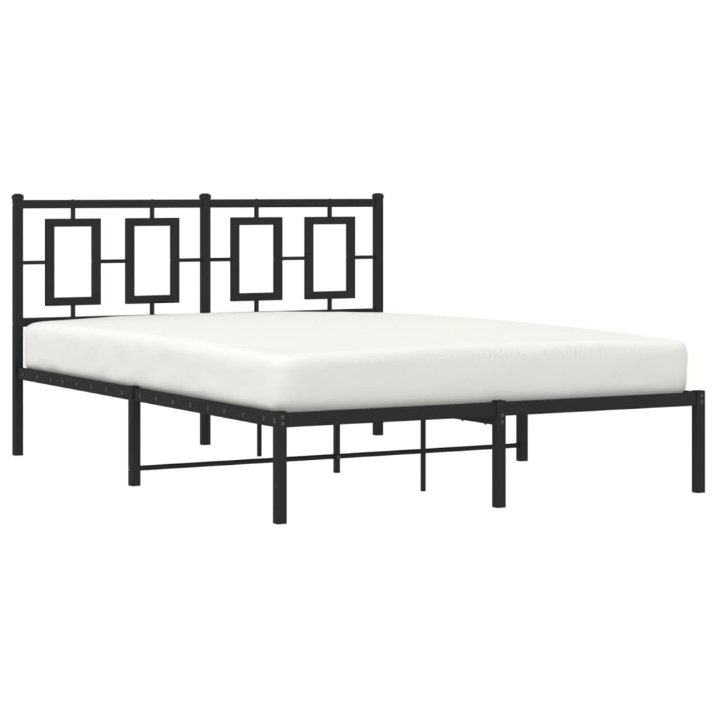 Metalni okvir za krevet s uzglavljem crni 140x190 cm
