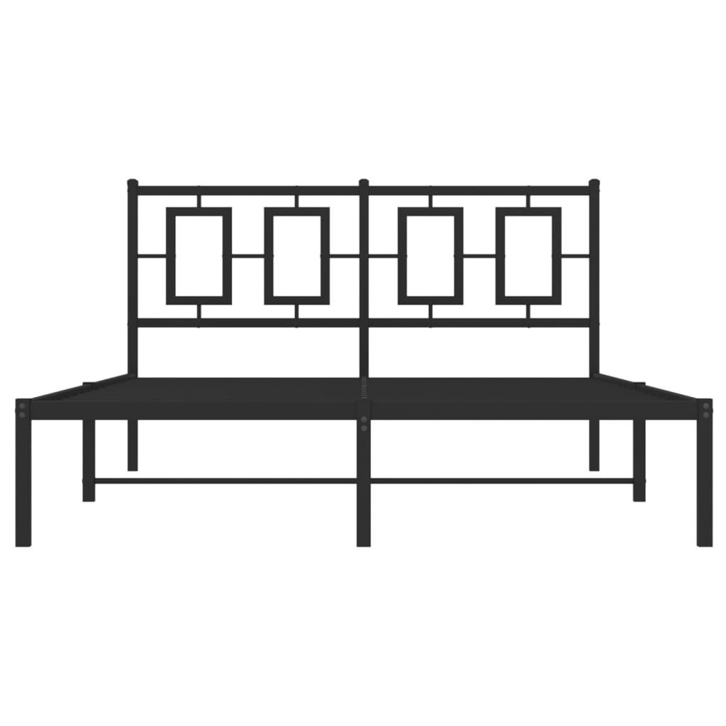 Metalni okvir za krevet s uzglavljem crni 140x190 cm