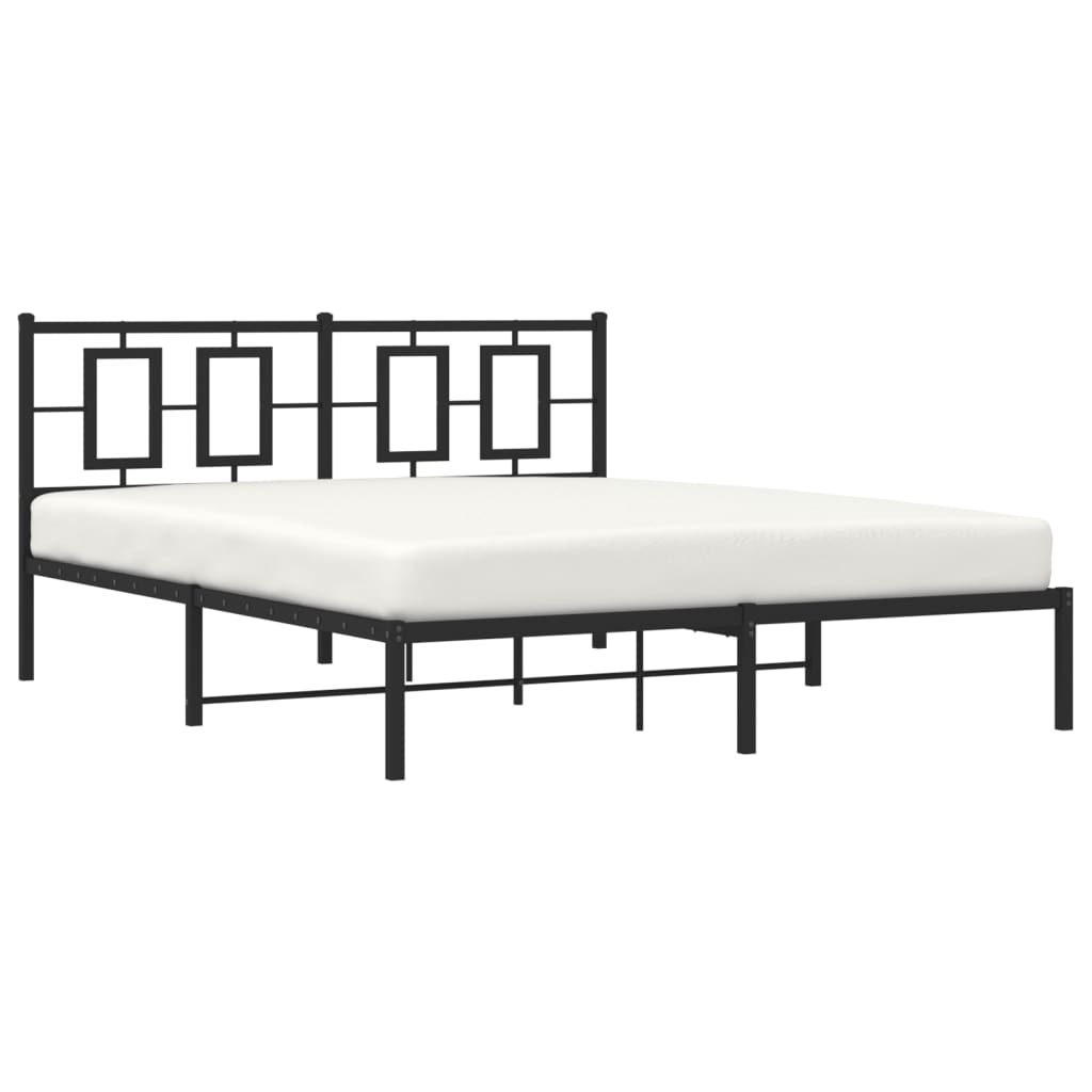 Metalni okvir za krevet s uzglavljem crni 150x200 cm
