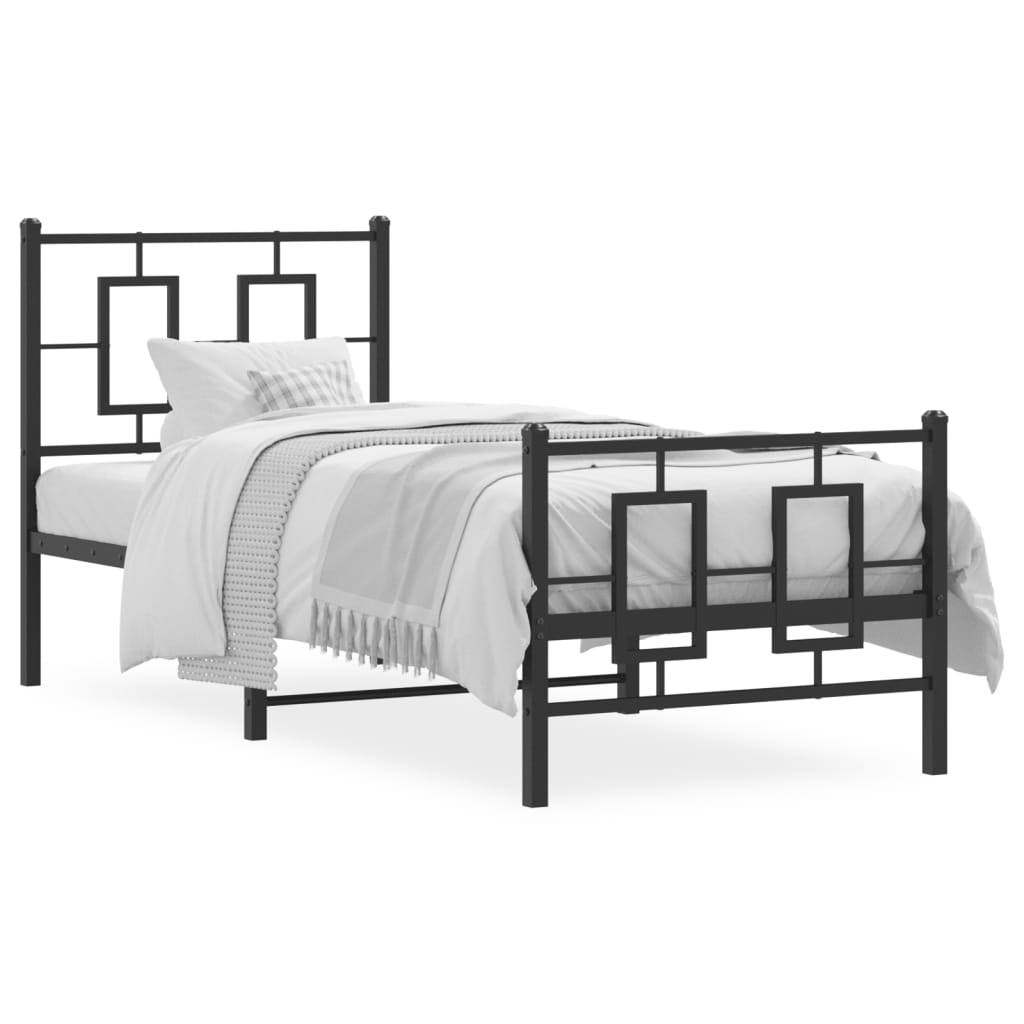 Metalni okvir kreveta uzglavlje i podnožje crni 75x190 cm