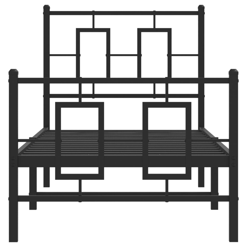Metalni okvir kreveta uzglavlje i podnožje crni 75x190 cm