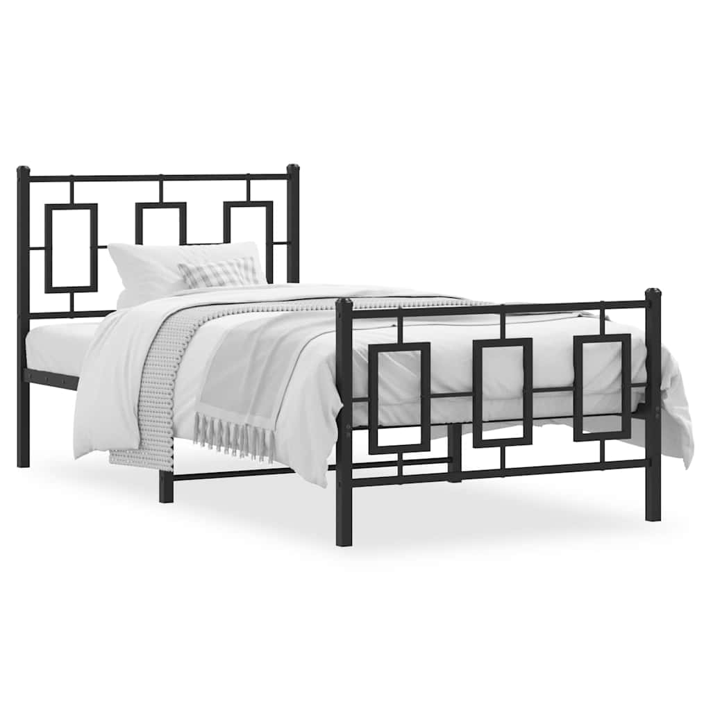 Metalni okvir kreveta uzglavlje i podnožje crni 90 x 200 cm