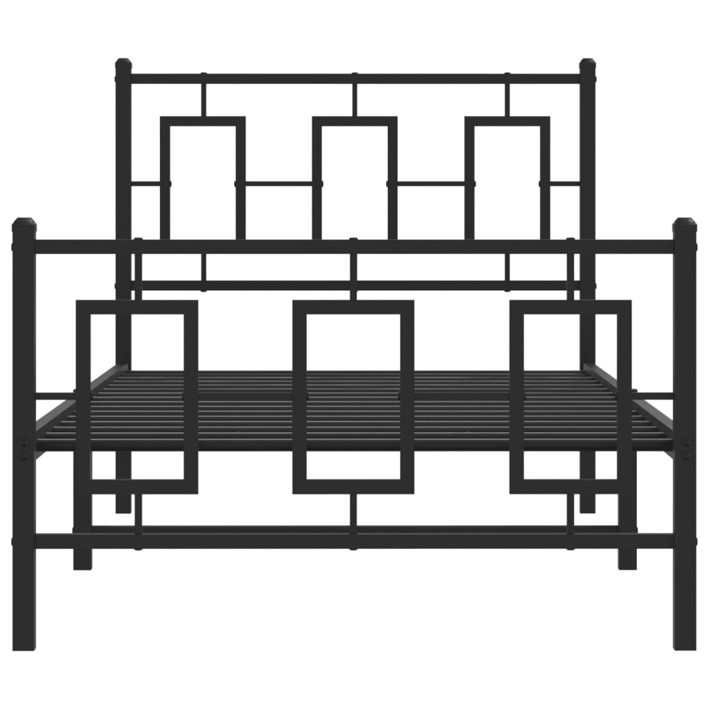 Metalni okvir kreveta uzglavlje i podnožje crni 90 x 200 cm