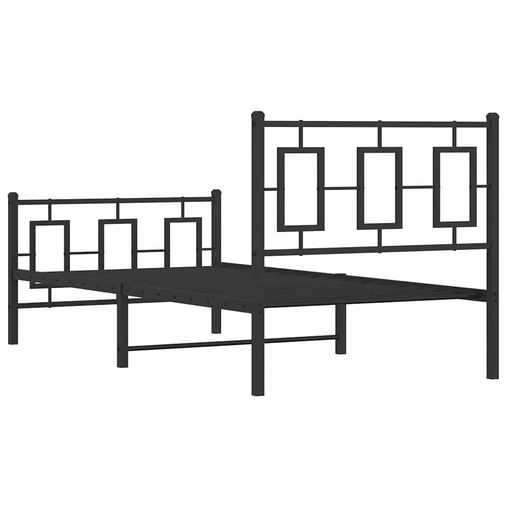 Metalni okvir kreveta uzglavlje i podnožje crni 90 x 200 cm