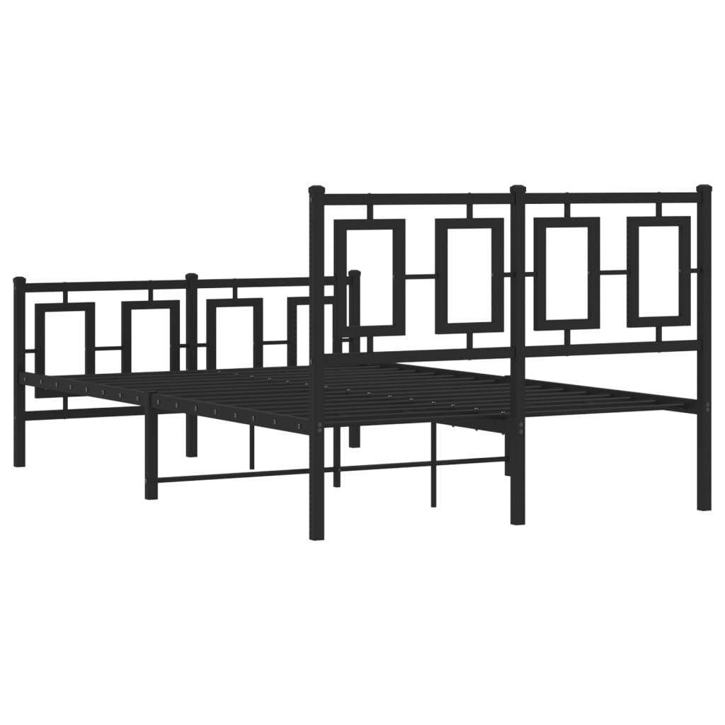 Metalni okvir kreveta uzglavlje i podnožje crni 120x190 cm