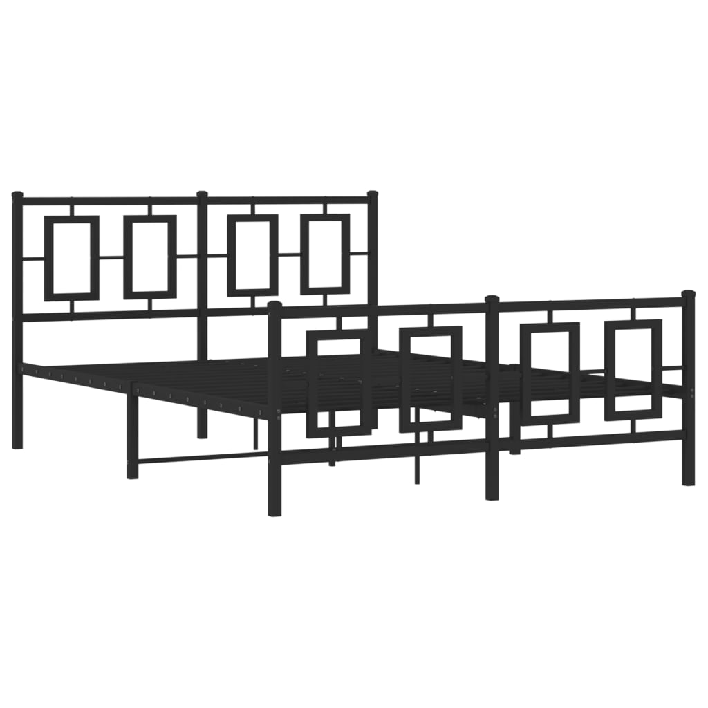 Metalni okvir kreveta uzglavlje i podnožje crni 135x190 cm