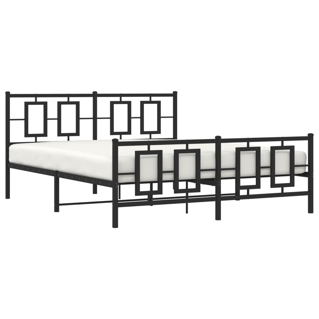 Metalni okvir kreveta uzglavlje i podnožje crni 150x200 cm