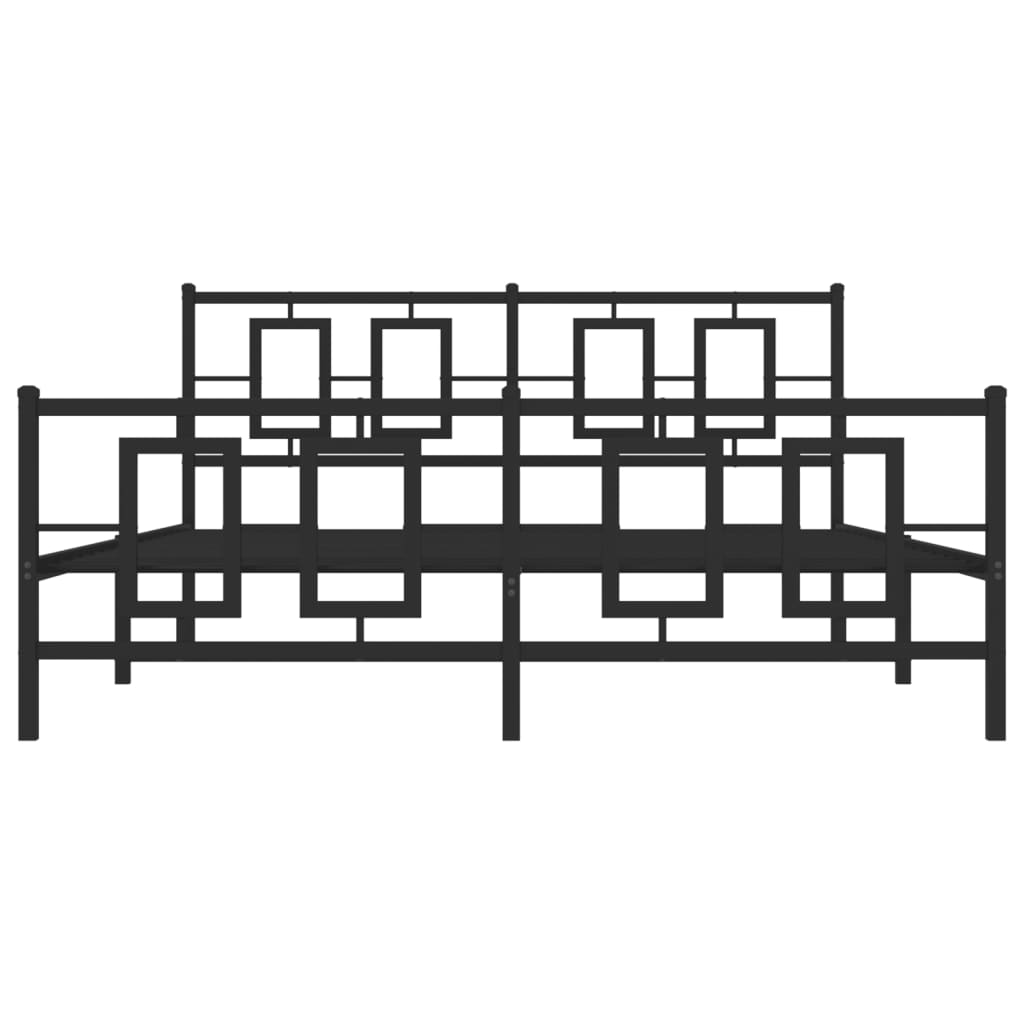 Metalni okvir kreveta uzglavlje i podnožje crni 150x200 cm