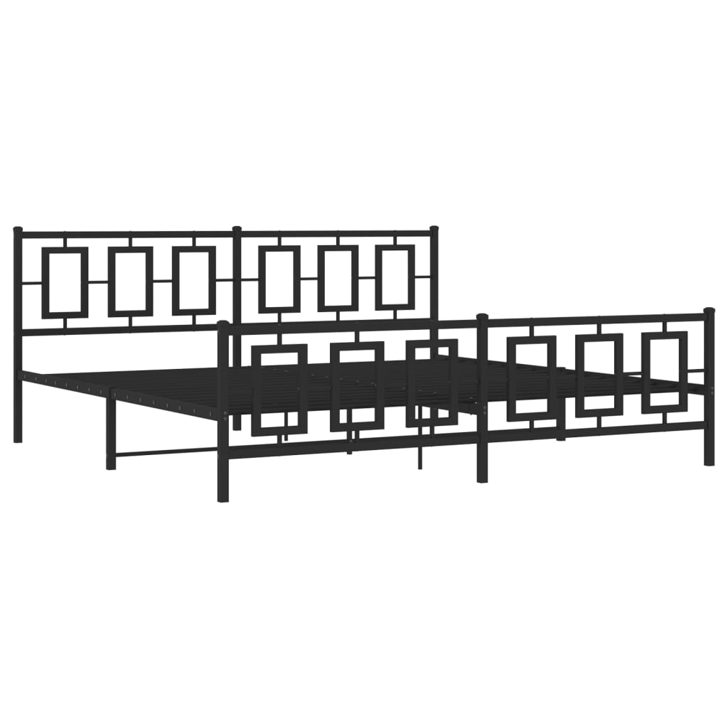 Metalni okvir kreveta uzglavlje i podnožje crni 193x203 cm