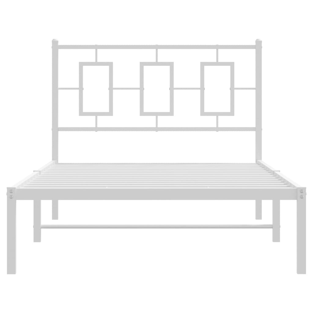 Metalni okvir za krevet s uzglavljem bijeli 100x190 cm