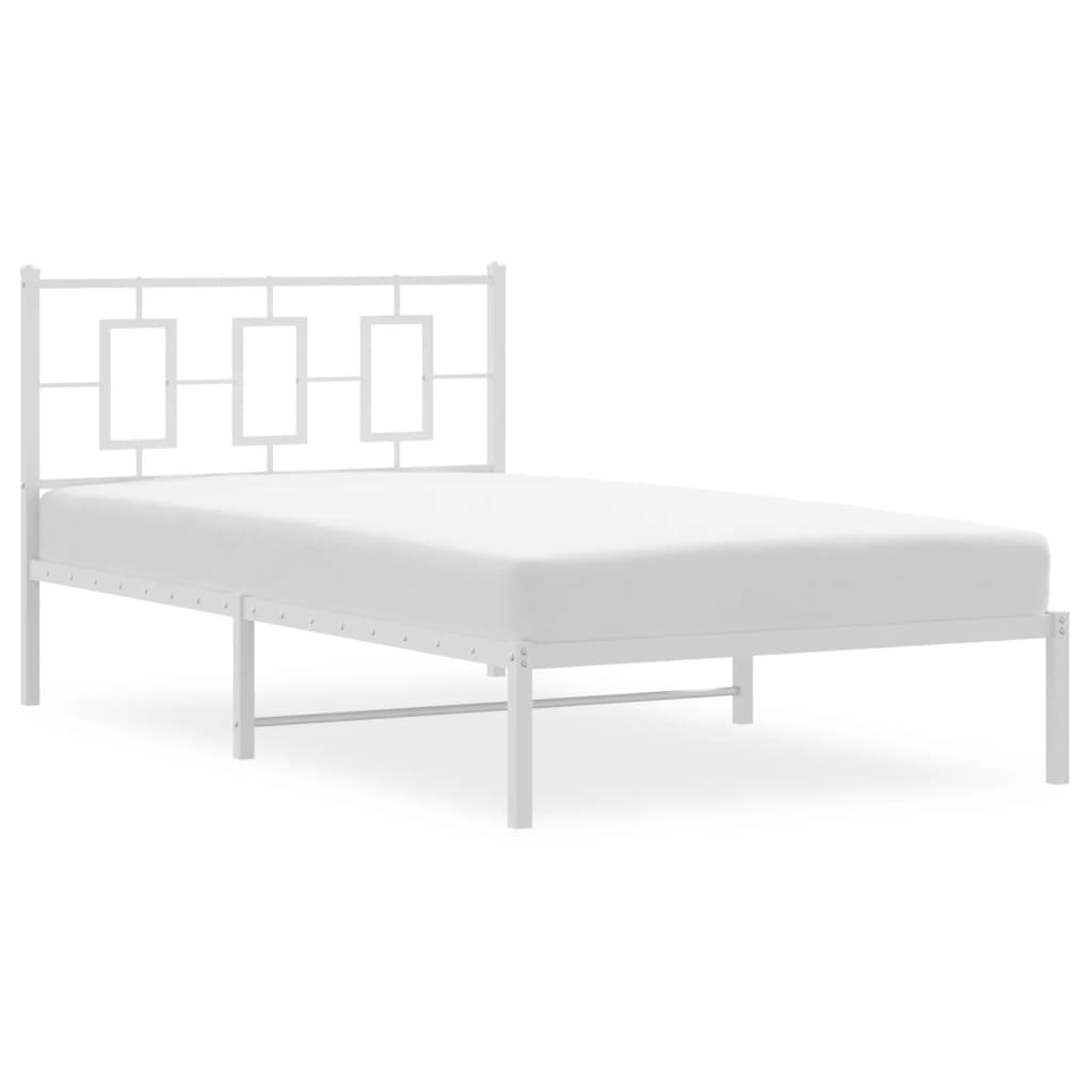 Metalni okvir za krevet s uzglavljem bijeli 107x203 cm