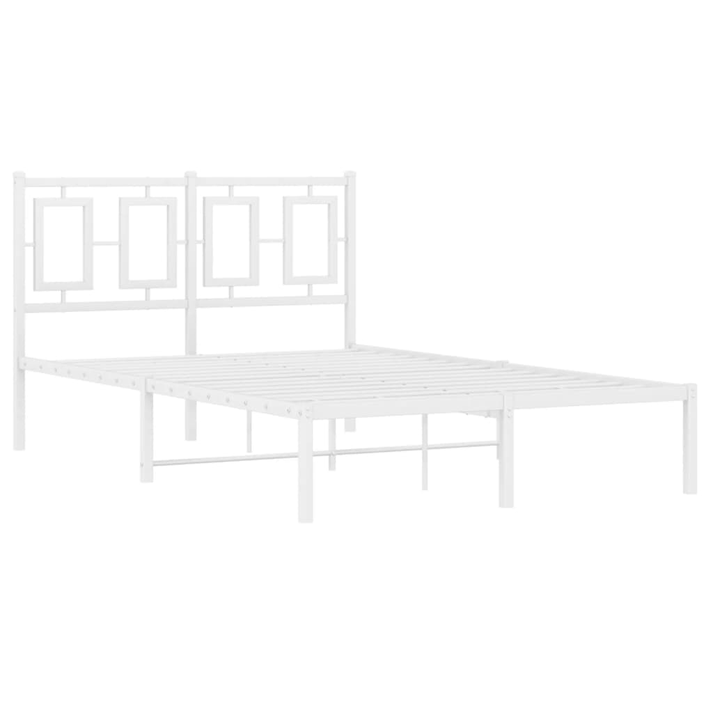 Metalni okvir za krevet s uzglavljem bijeli 120 x 190 cm