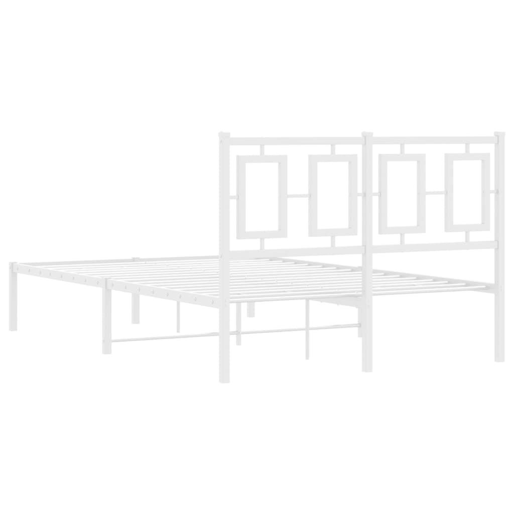 Metalni okvir za krevet s uzglavljem bijeli 120 x 190 cm