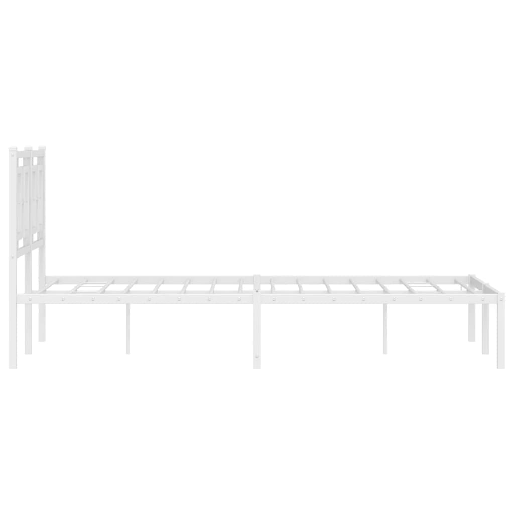 Metalni okvir za krevet s uzglavljem bijeli 120x200 cm
