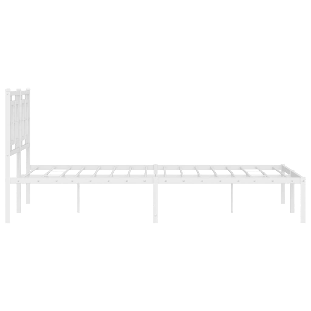 Metalni okvir za krevet s uzglavljem bijeli 135x190 cm