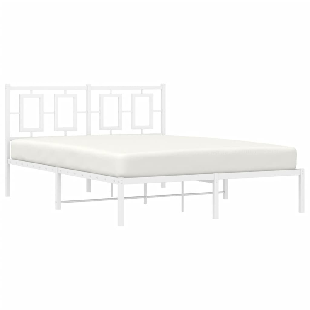 Metalni okvir za krevet s uzglavljem bijeli 140 x 190 cm