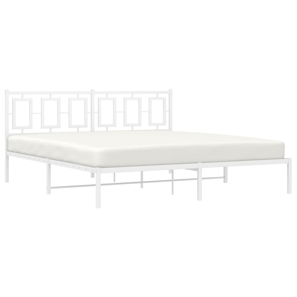 Metalni okvir za krevet s uzglavljem bijeli 183x213 cm