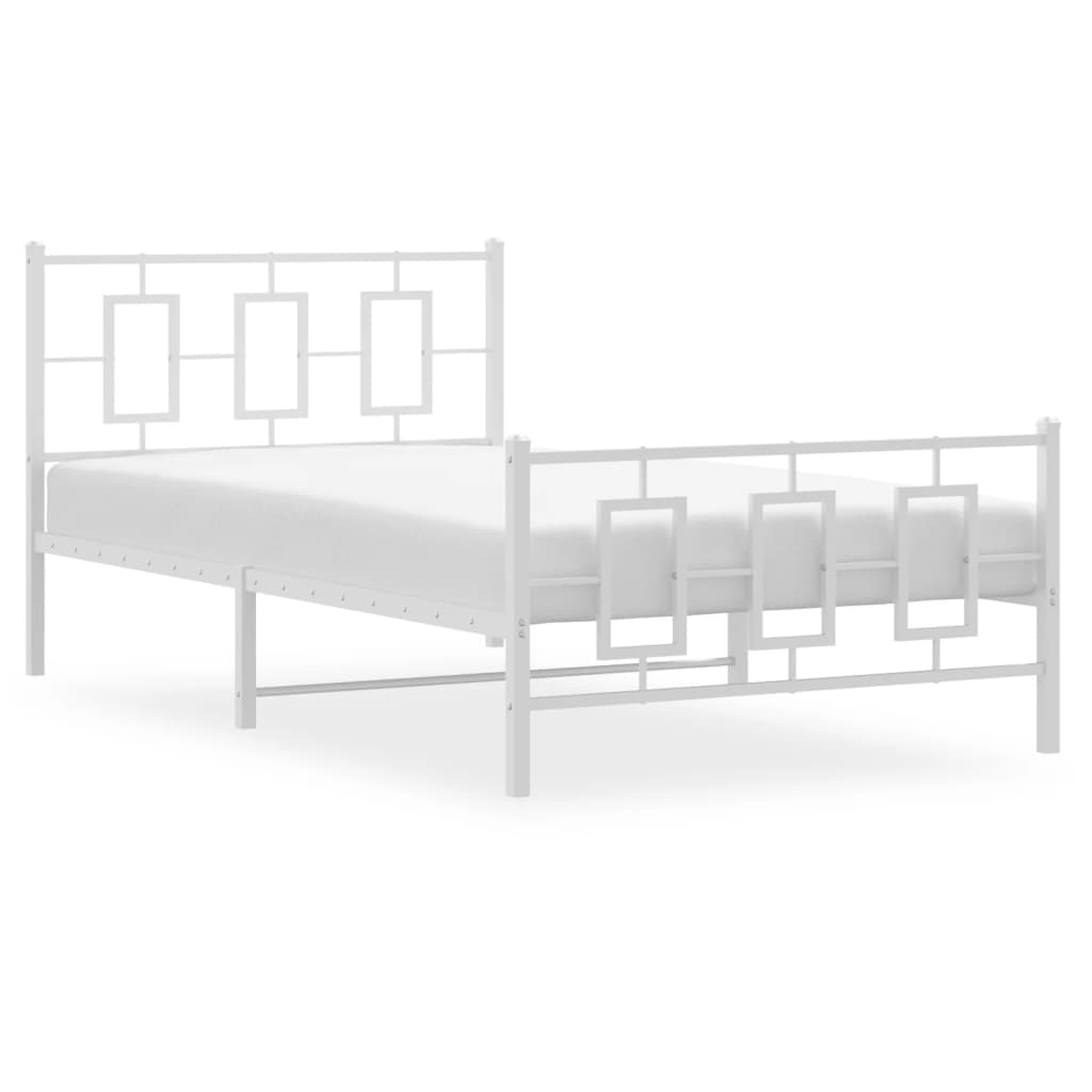 Metalni okvir kreveta uzglavlje i podnožje bijeli 107x203 cm