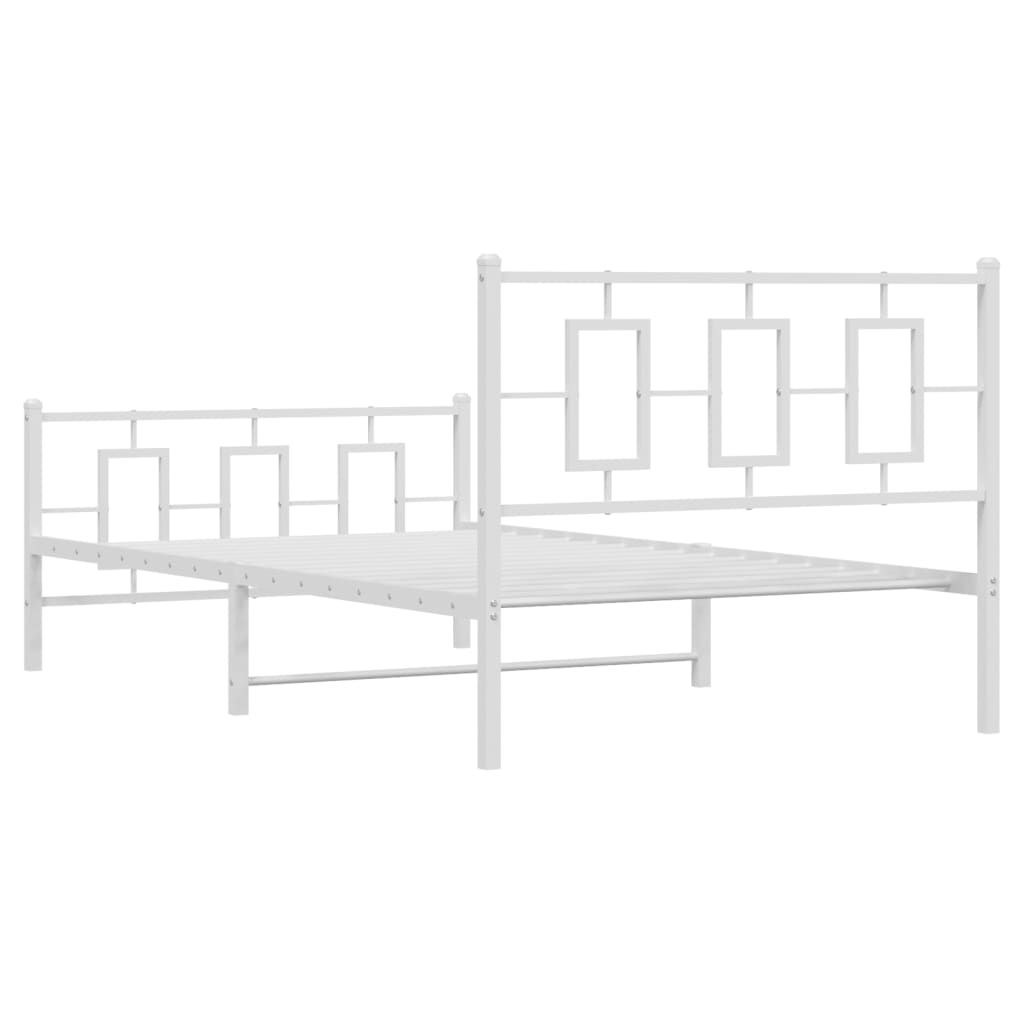 Metalni okvir kreveta uzglavlje i podnožje bijeli 107x203 cm