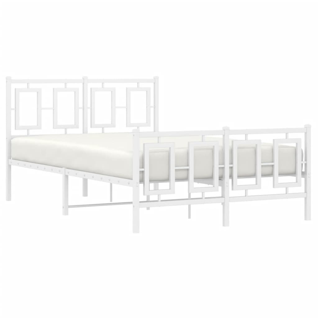Metalni okvir kreveta uzglavlje i podnožje bijeli 120x200 cm