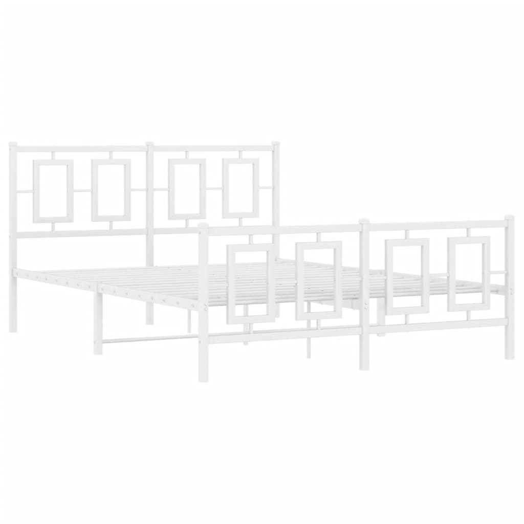 Metalni okvir kreveta uzglavlje i podnožje bijeli 140 x 190 cm