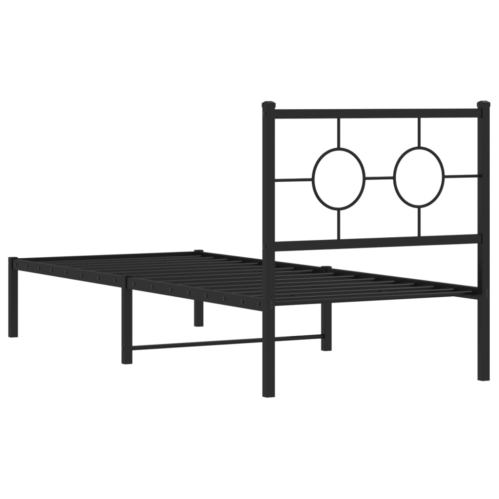 Metalni okvir za krevet s uzglavljem crni 80x200 cm
