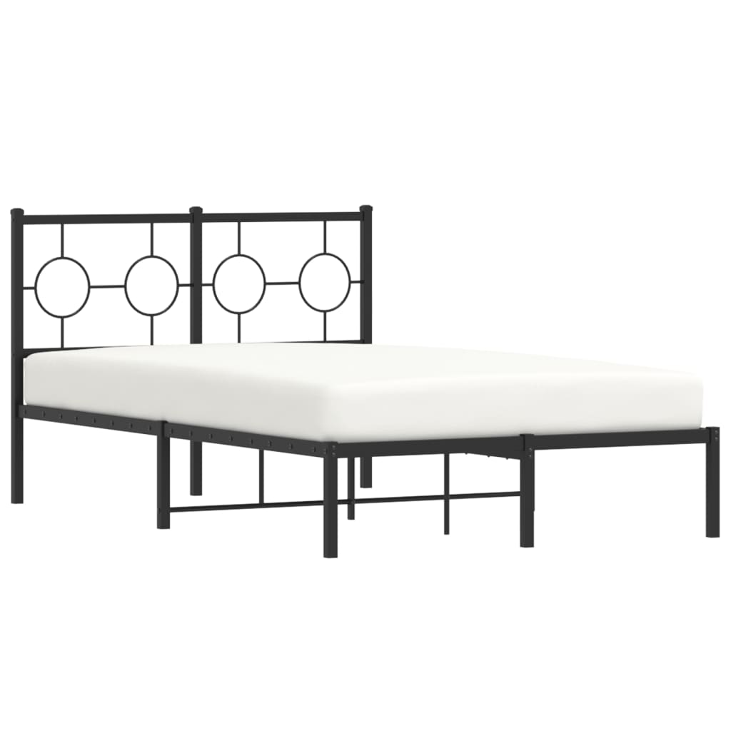 Metalni okvir za krevet s uzglavljem crni 120x190 cm