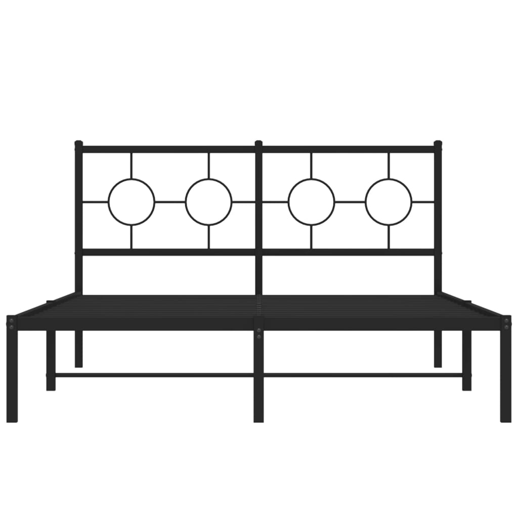 Metalni okvir za krevet s uzglavljem crni 140x190 cm