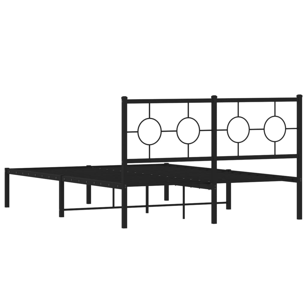 Metalni okvir za krevet s uzglavljem crni 140x190 cm