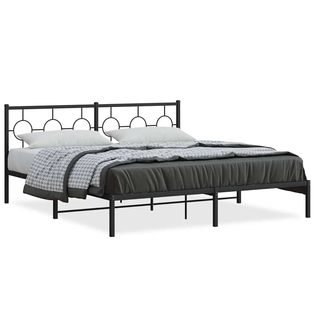 Metalni okvir za krevet s uzglavljem crni 183x213 cm