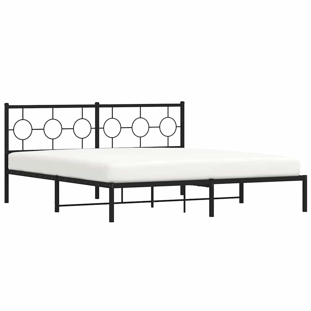 Metalni okvir za krevet s uzglavljem crni 183x213 cm