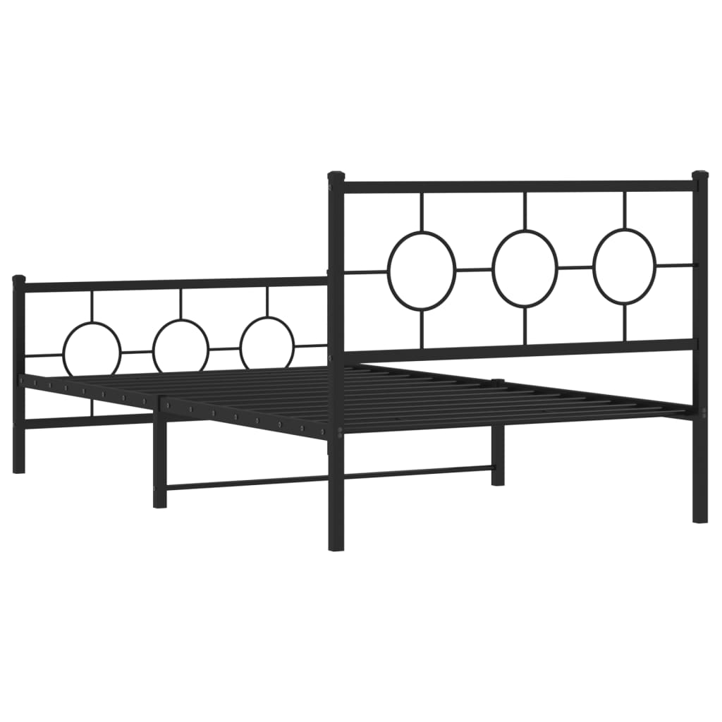Metalni okvir kreveta uzglavlje i podnožje crni 107x203 cm