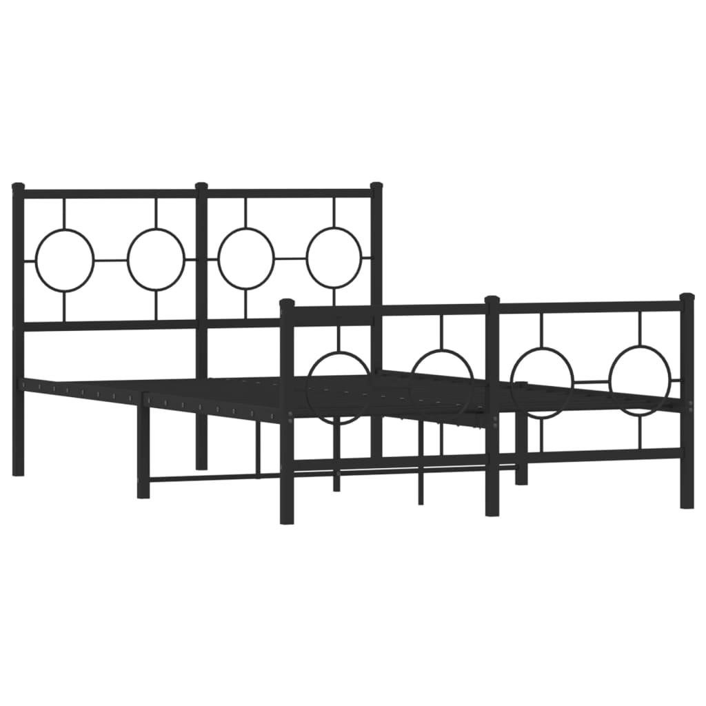 Metalni okvir kreveta uzglavlje i podnožje crni 120x190 cm