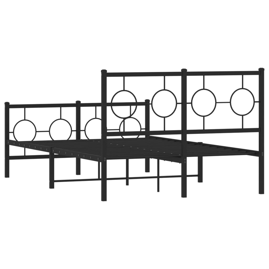 Metalni okvir kreveta uzglavlje i podnožje crni 120x200 cm