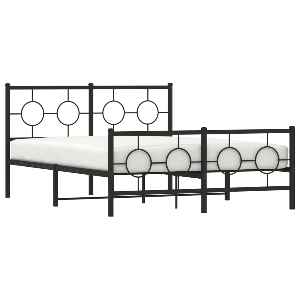Metalni okvir kreveta uzglavlje i podnožje crni 135x190 cm